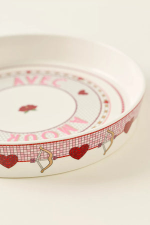 Anthropologie The Bistro Tile Stoneware Pie Dish: Valentine's Edition