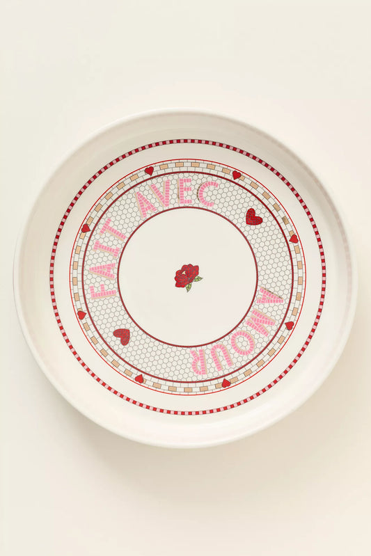 Anthropologie The Bistro Tile Stoneware Pie Dish: Valentine's Edition