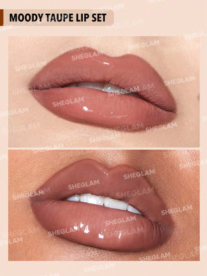 Sheglam Soft 90's Glam Lip Liner And Lip Duo Set Moody Taupe