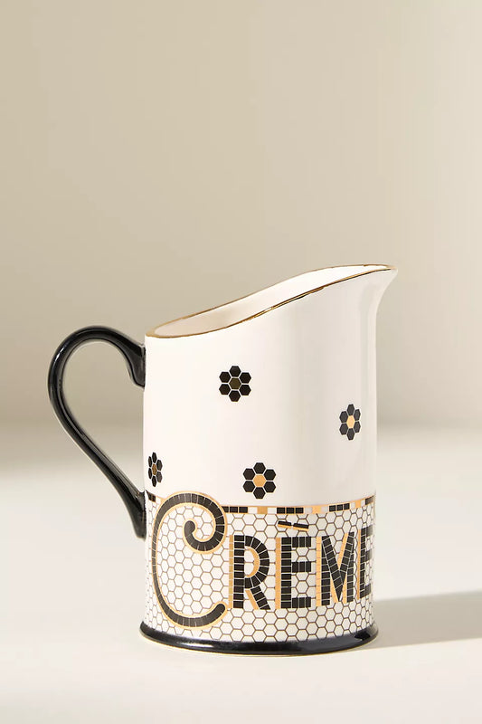 Anthropologie De La Creme Bistro-Sahnekännchen mit Kachelmuster