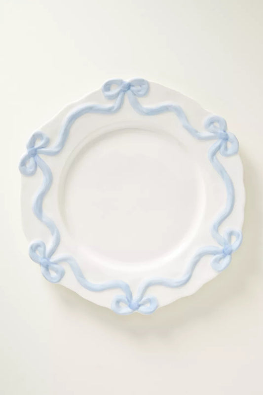 Anthropologie Benedita Bow Stoneware Dinner Plates, Set of 4