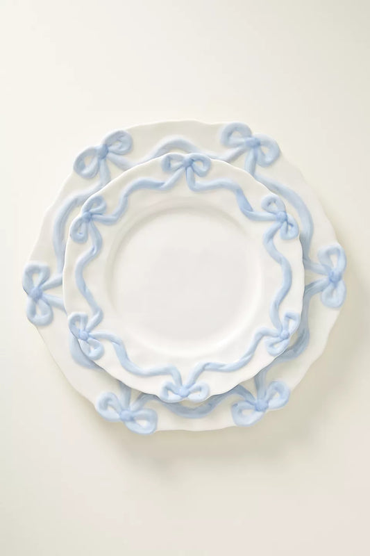 Anthropologie Benedita Bow Stoneware Side Plates, Set of 4