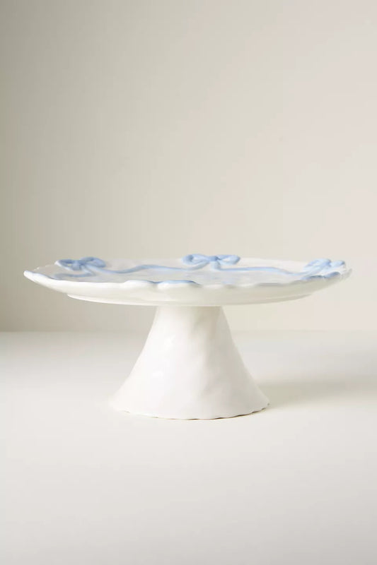 Anthropologie Benedita Bow Ceramic Stoneware Cake Stand