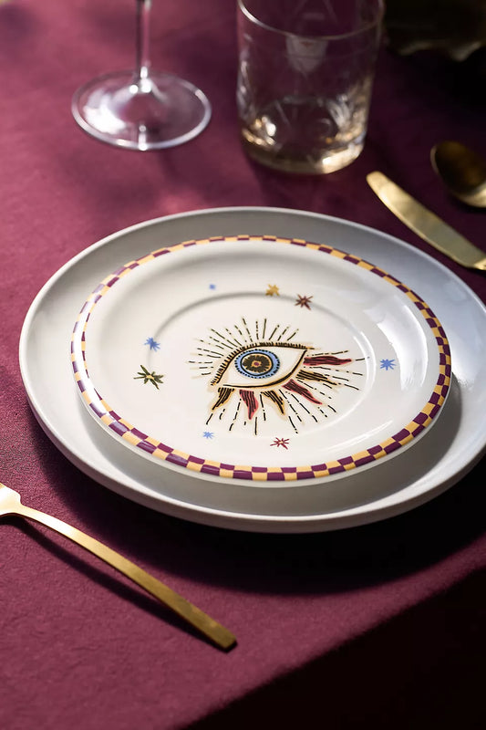 Anthropologie Handbemalter Fortune Steingut Dessertteller