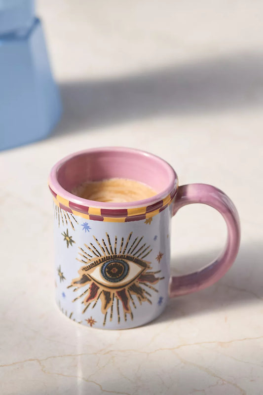 Anthropologie Handbemalte Fortune Steingut Espressotasse