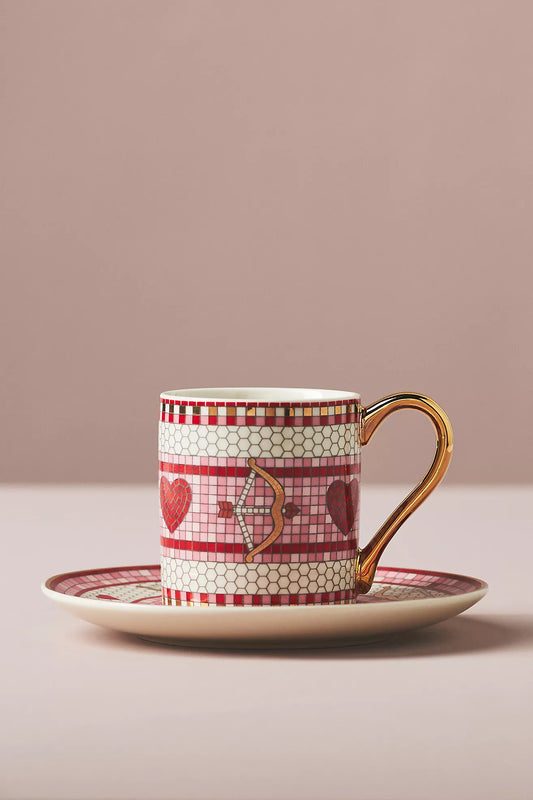 Anthropologie Valentine Bistro Fliese Espressotasse & Untertasse