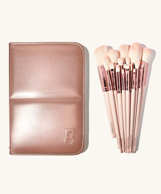 By BEAUTY BAY Rose Glow 18 Piece Brush Set With Brush Stand