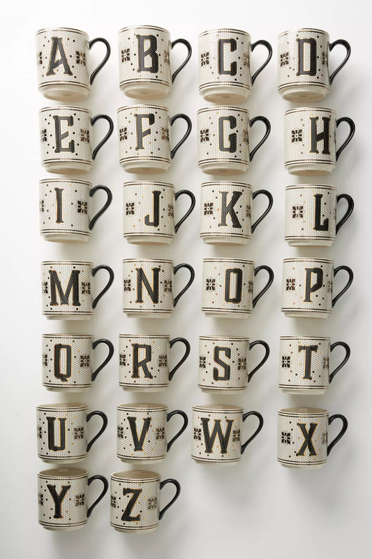Anthropologie Bistro Gefliestes Margot Monogramm Becher