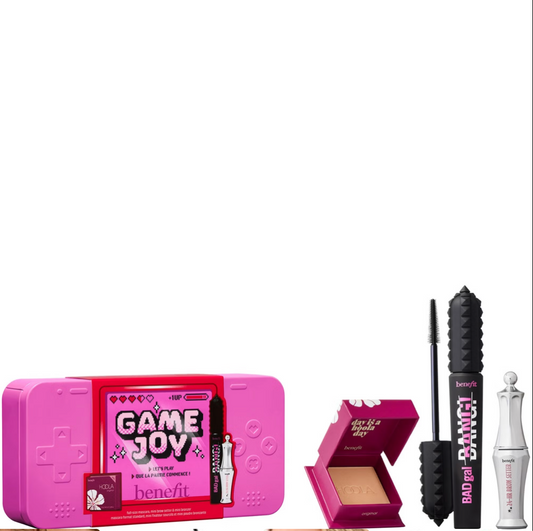 Benefit GameJoy Mascara, Brow and Bronzer 3-piece Makeup Gift Set, with Limited Edition Keepsake Tin