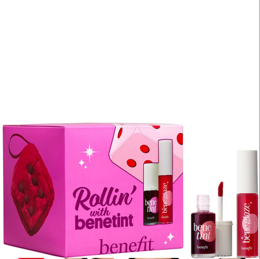 Benefit Rollin with Benetint Cheek & Lip Tint and Limited Edition Lip Oil Duo with Beauty Bag