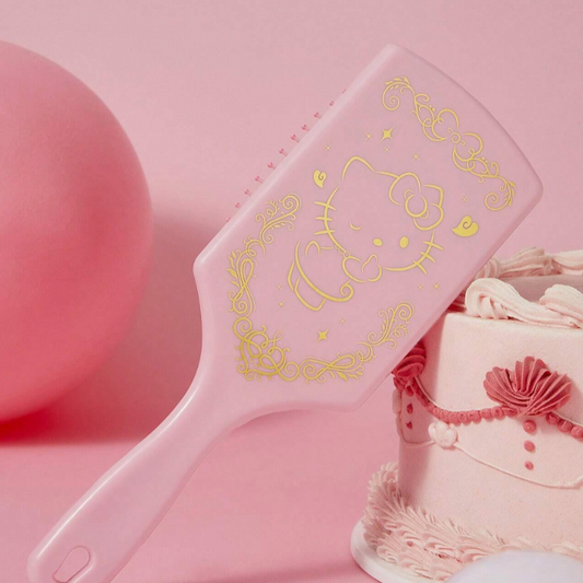 Floral Pattern Pink Hand Held Air Cushion Hair Brush