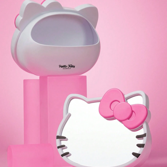 Kitty Shaped Vanity Desk Organizer With Mirror
