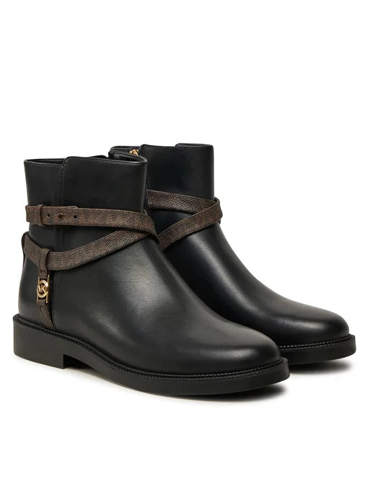 Michael Kors Abigail Leather and Signature Logo Trim Ankle Boot