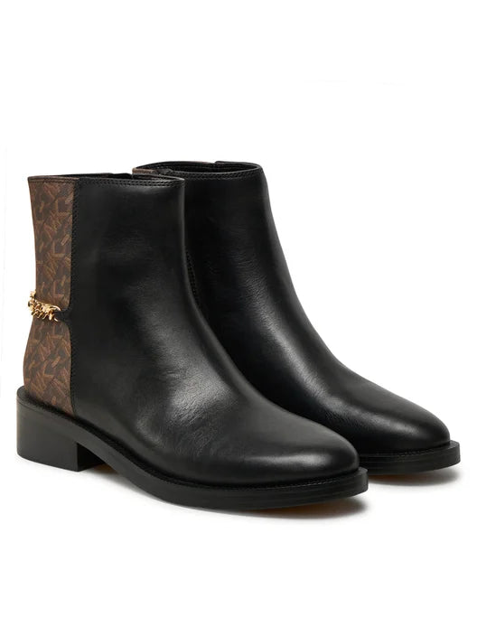 Michael Kors Carlisle Leather and Empire Monogram Ankle Boot