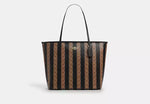 Coach Large City Tote Bag In Signature Canvas With Stripe