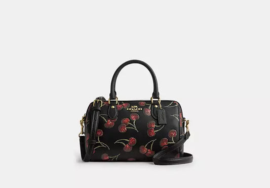 Coach Rowan Satchel Bag With Cherry Print